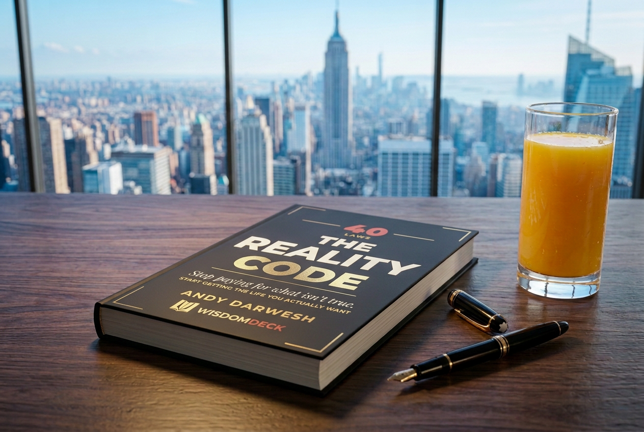 The Reality Code with morning juice, city view