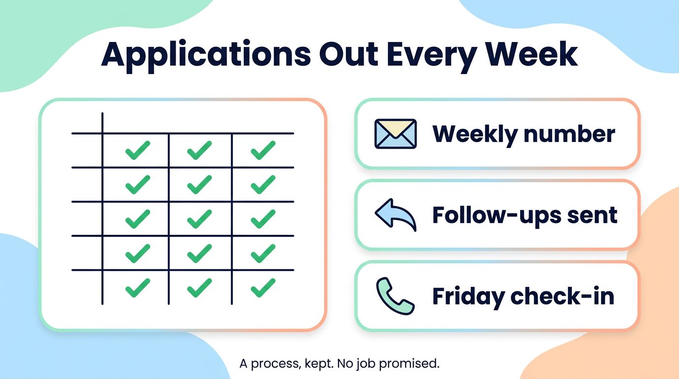 WisdomDeck accountability infographic: job search