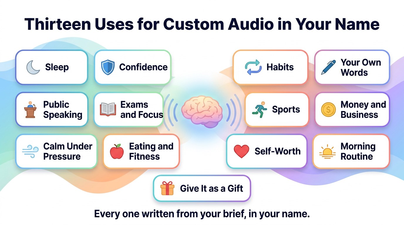 WisdomDeck custom audio infographic: all uses