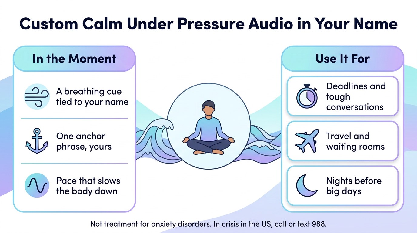 WisdomDeck custom audio infographic: calm under pressure