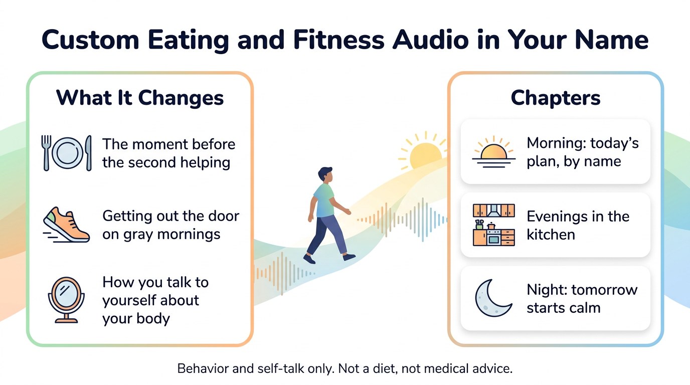 WisdomDeck custom audio infographic: eating and fitness