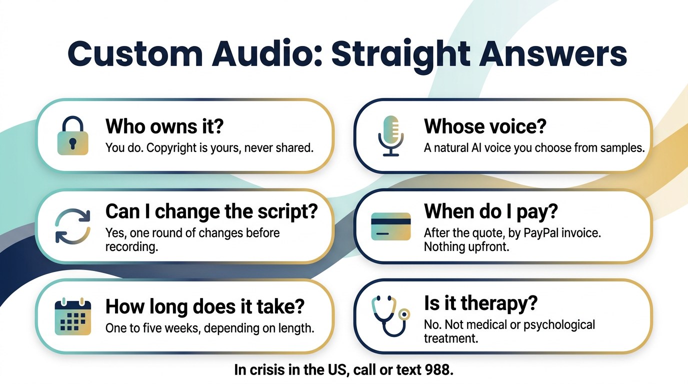 WisdomDeck custom audio infographic: faq
