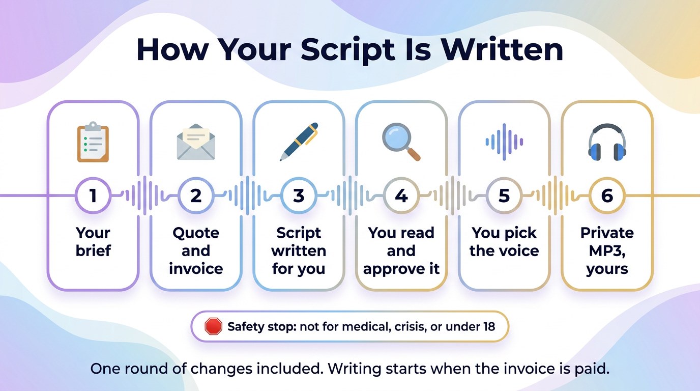 WisdomDeck custom audio infographic: how your script is written