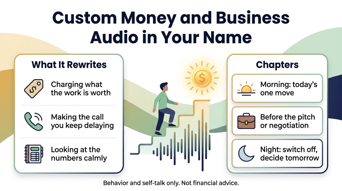 WisdomDeck custom audio infographic: money and business
