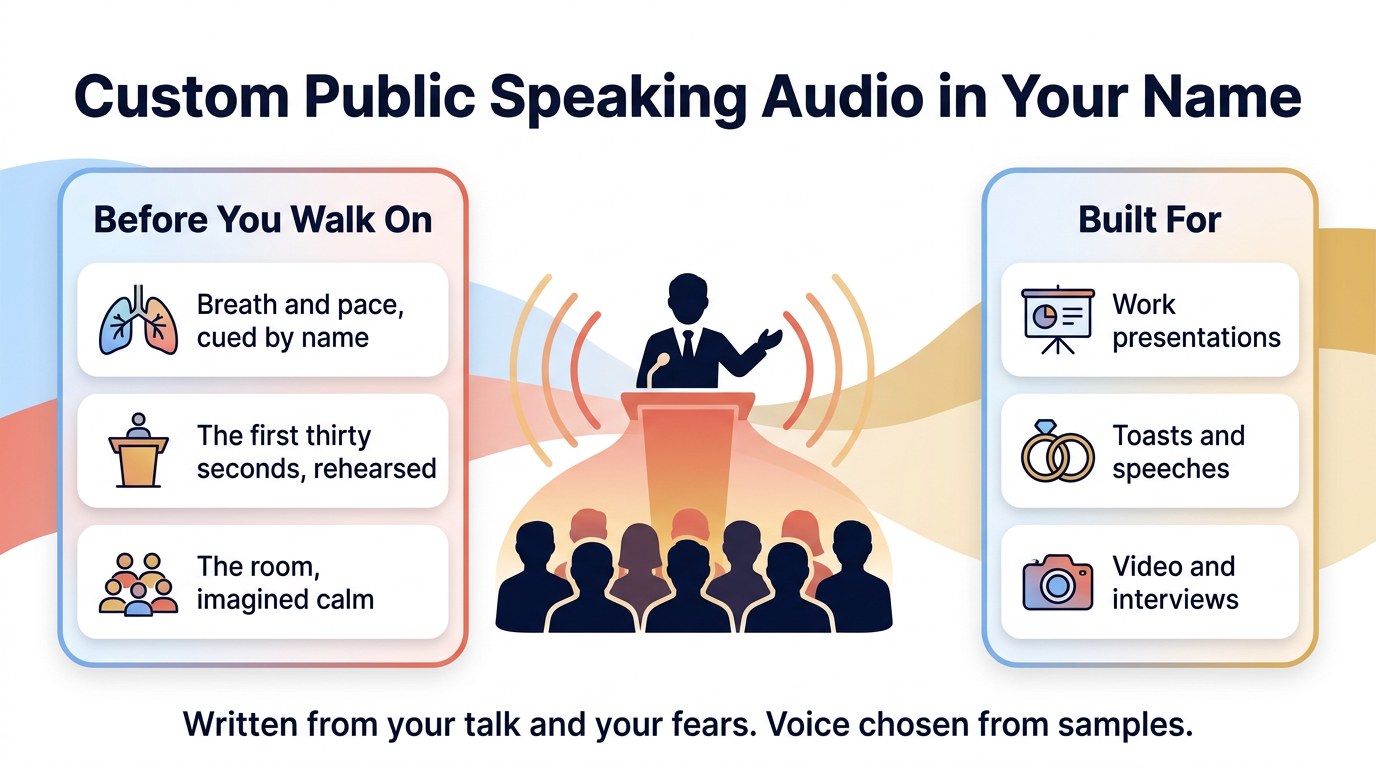 WisdomDeck custom audio infographic: public speaking