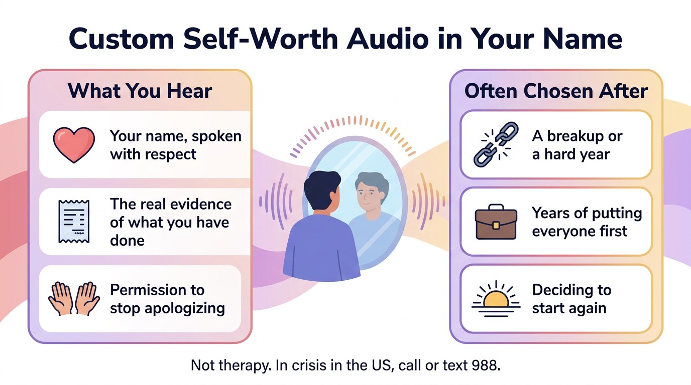 WisdomDeck custom audio infographic: self worth