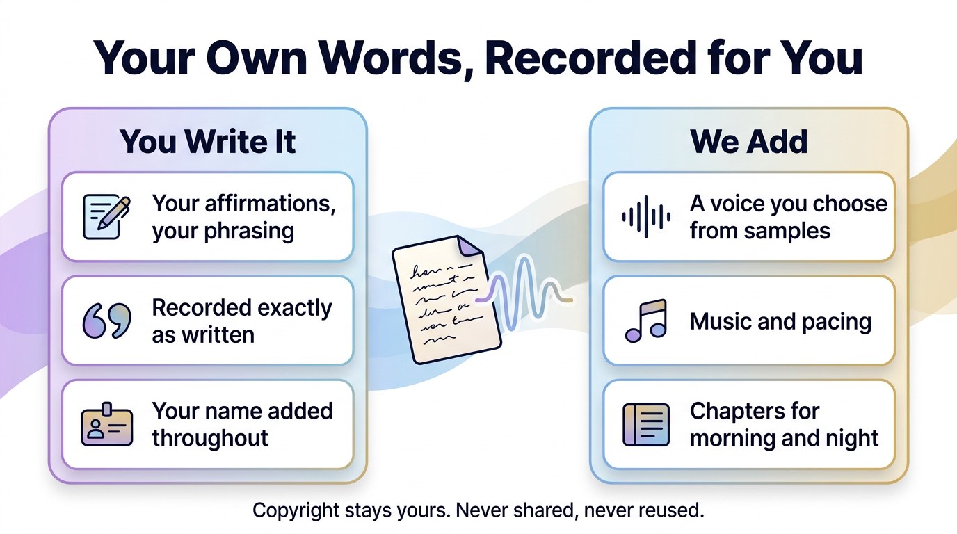 WisdomDeck custom audio infographic: your own words