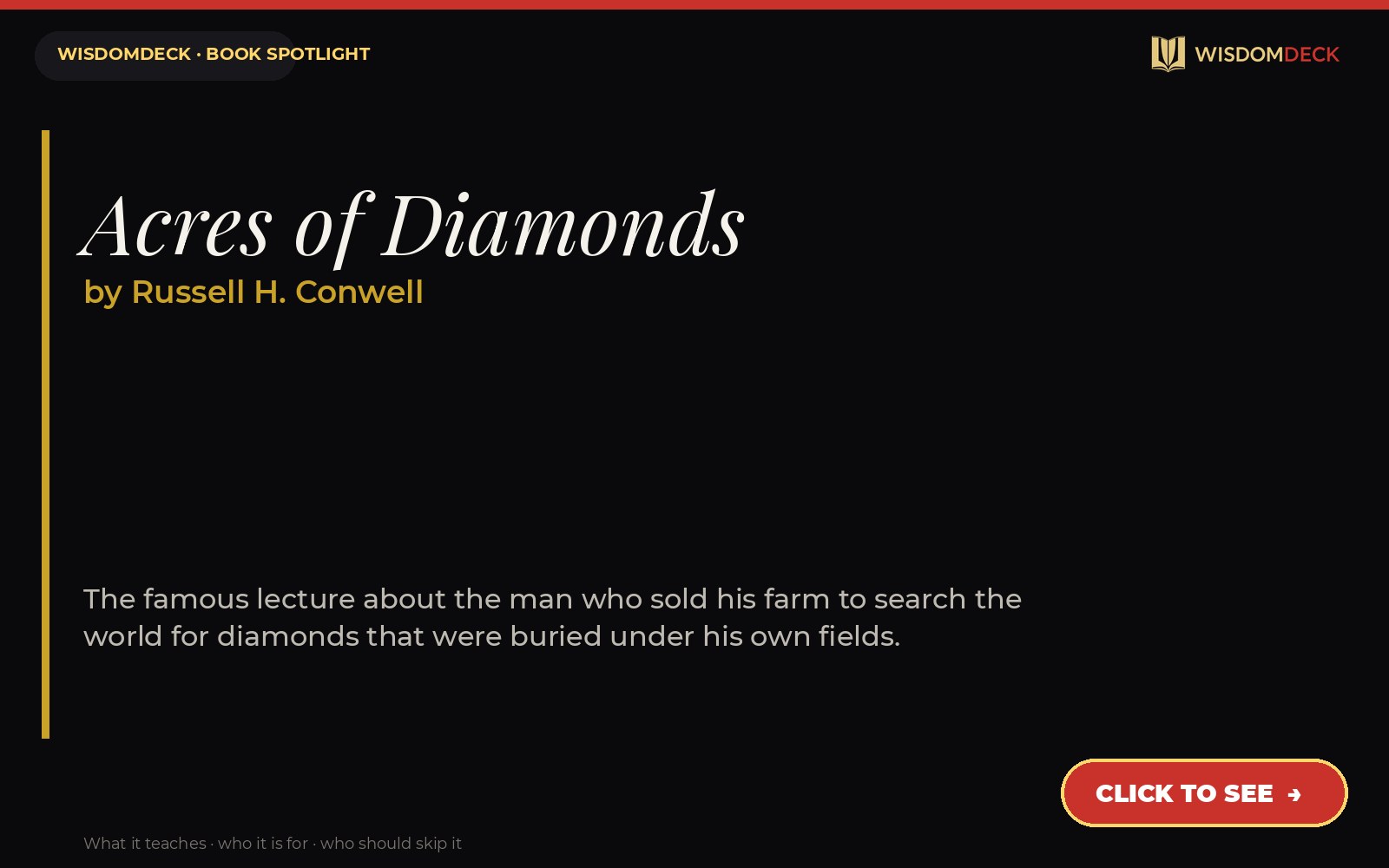 Acres of Diamonds by Russell H. Conwell — WisdomDeck review