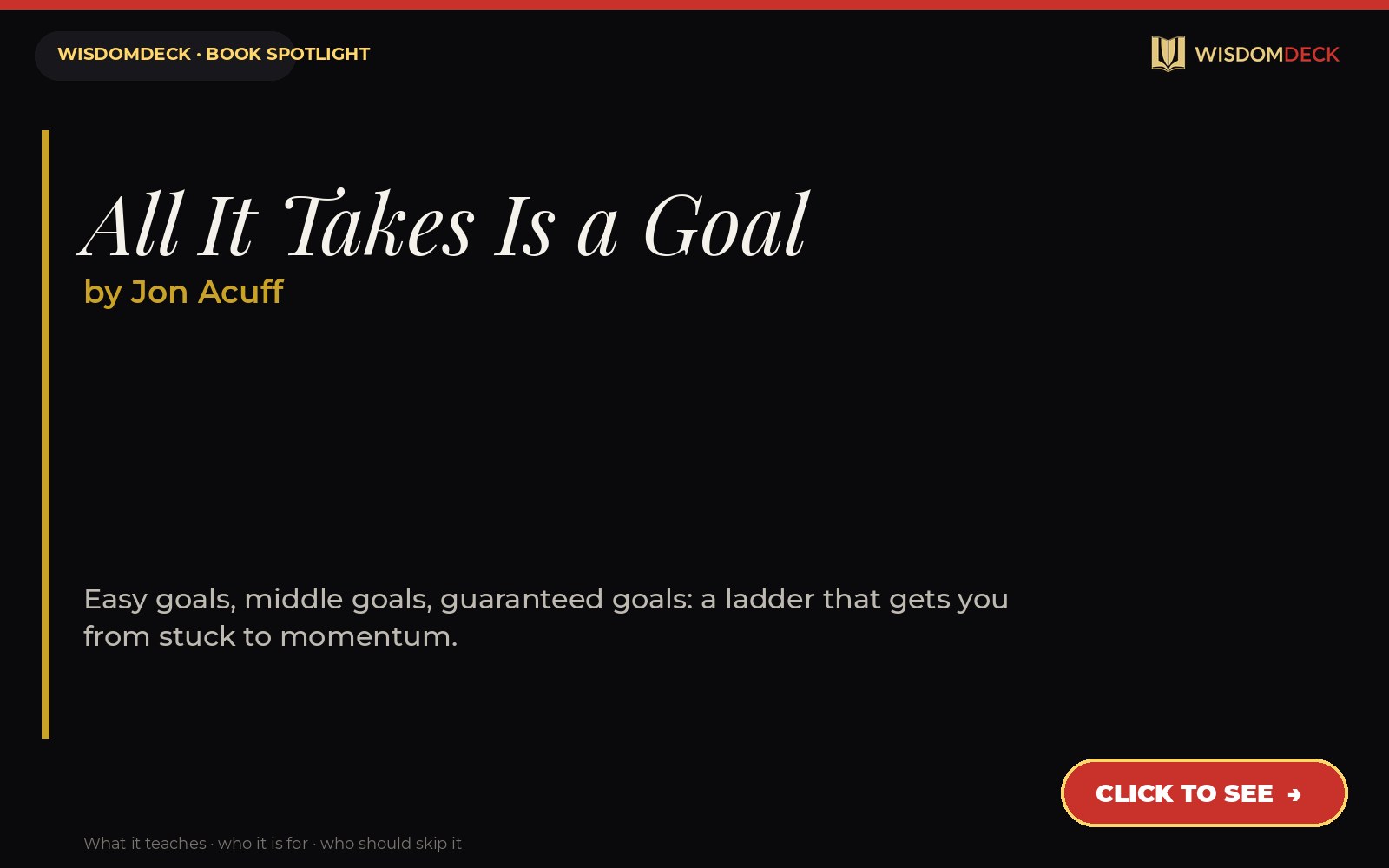All It Takes Is a Goal by Jon Acuff — WisdomDeck review