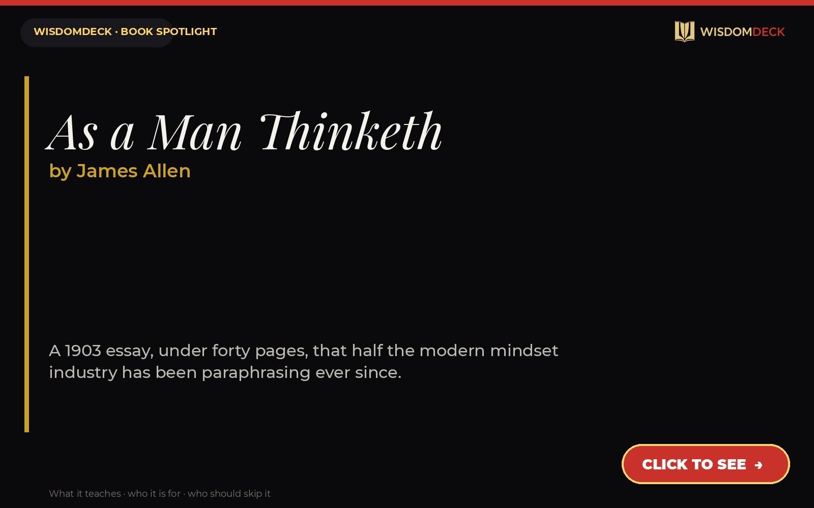 As a Man Thinketh by James Allen — WisdomDeck review