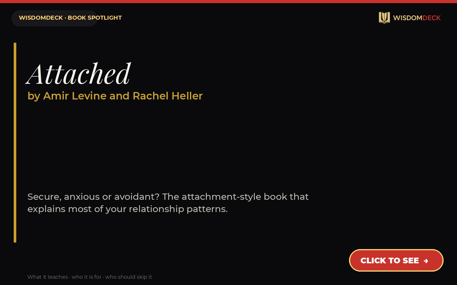 Attached by Amir Levine and Rachel Heller — WisdomDeck review
