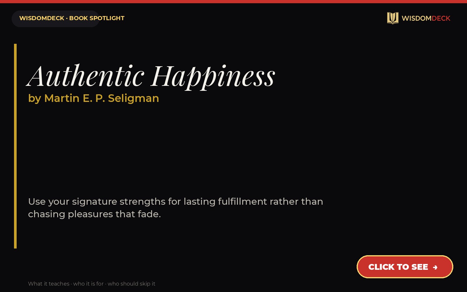 Authentic Happiness by Martin E. P. Seligman — WisdomDeck review