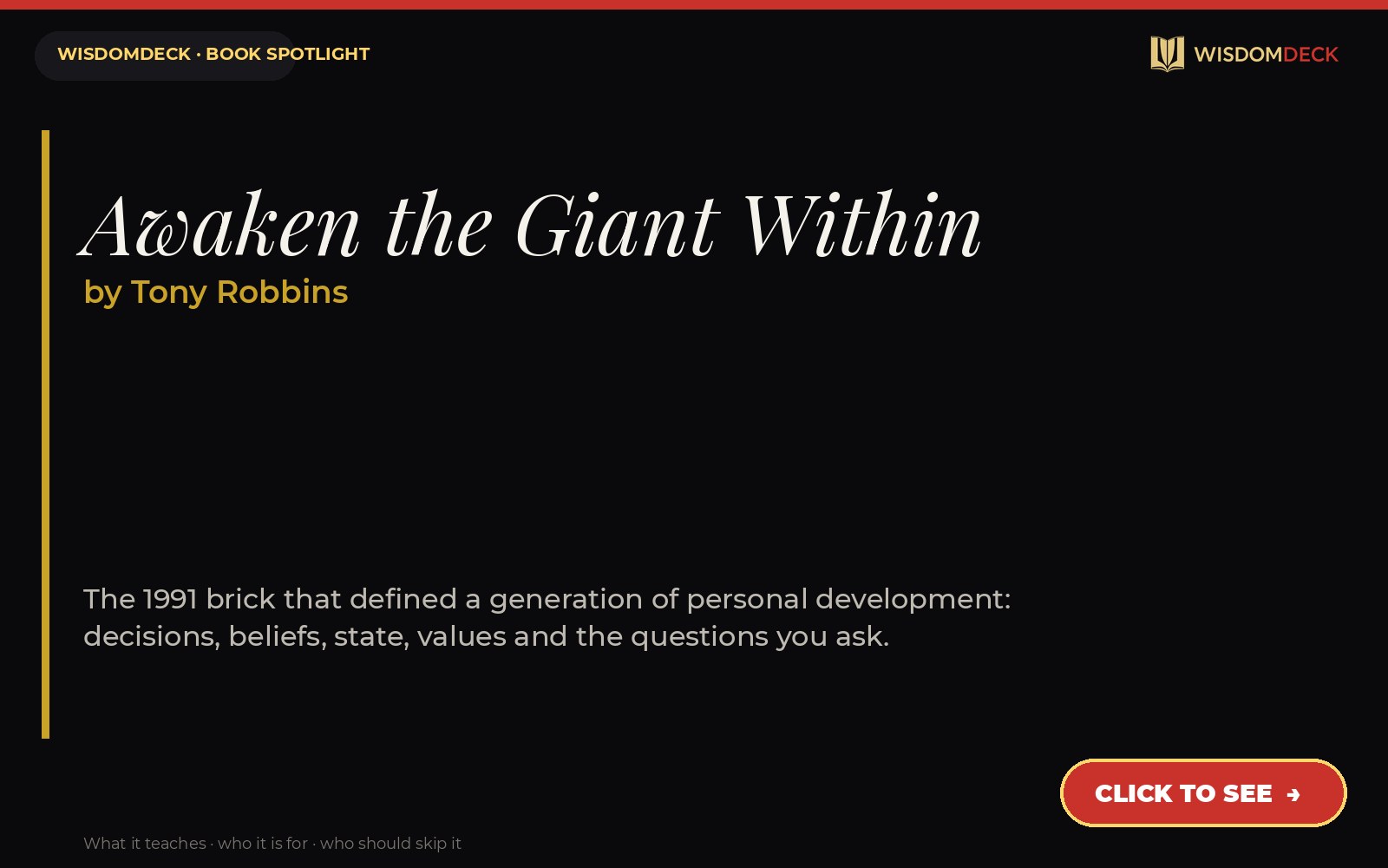 Awaken the Giant Within by Tony Robbins — WisdomDeck review