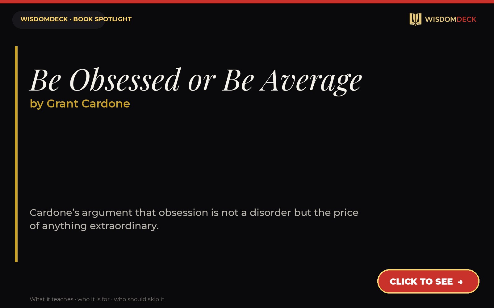 Be Obsessed or Be Average by Grant Cardone — WisdomDeck review