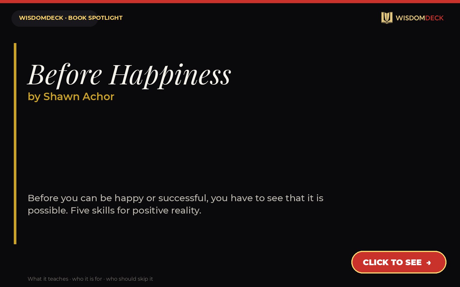 Before Happiness by Shawn Achor — WisdomDeck review