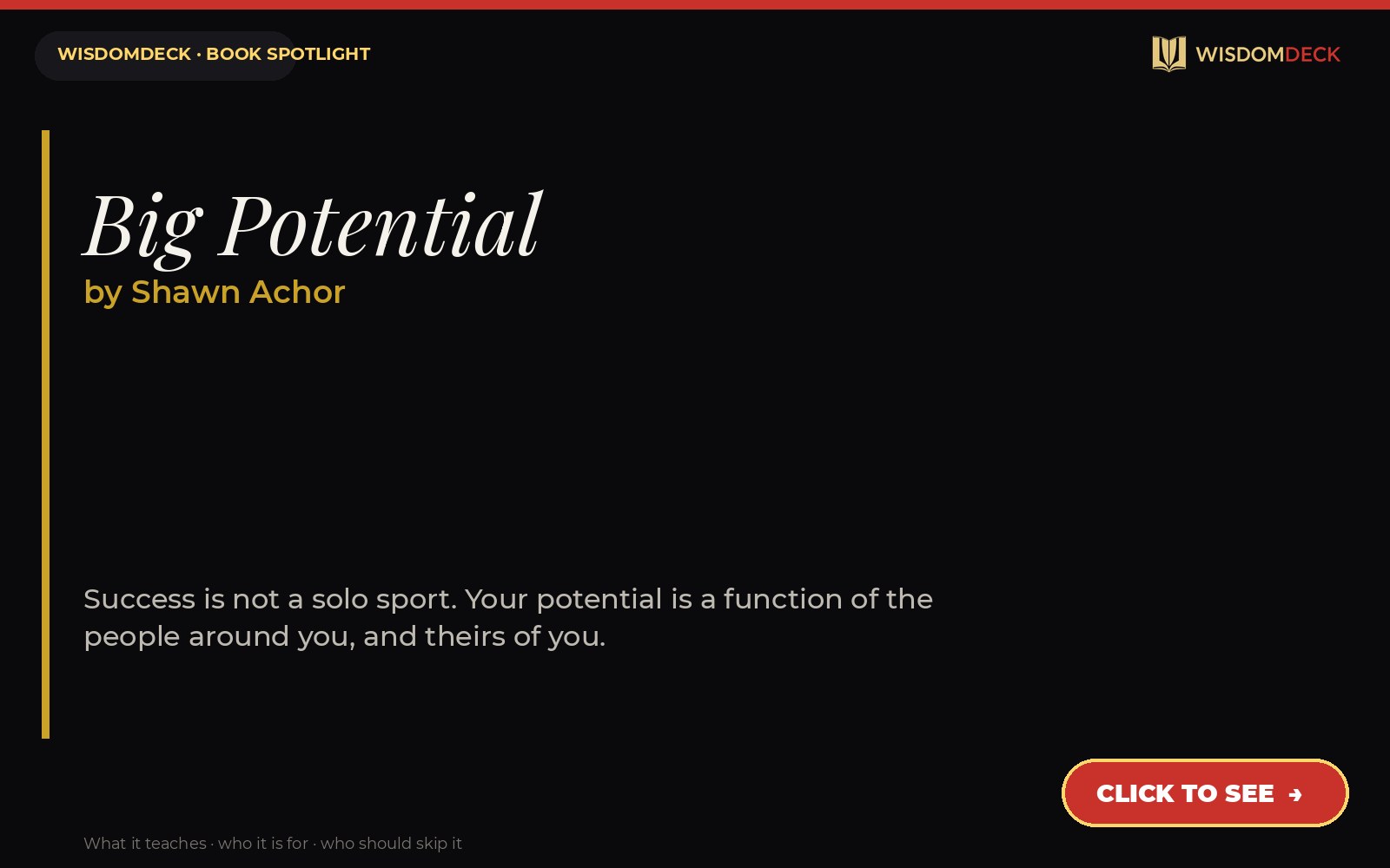 Big Potential by Shawn Achor — WisdomDeck review