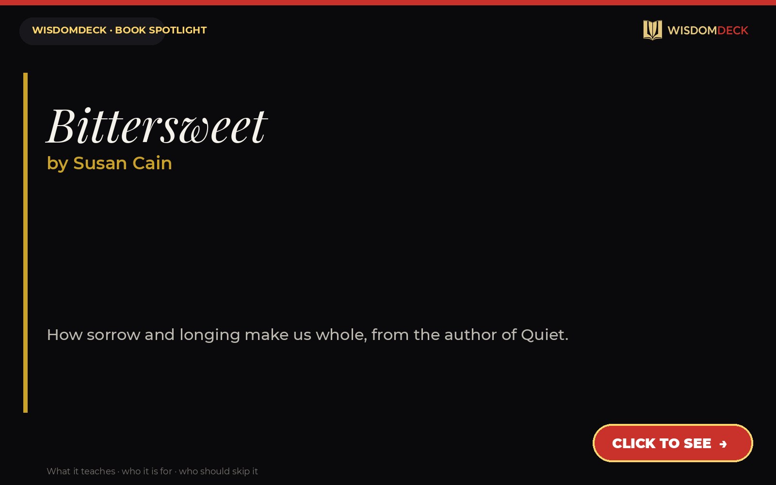 Bittersweet by Susan Cain — WisdomDeck review