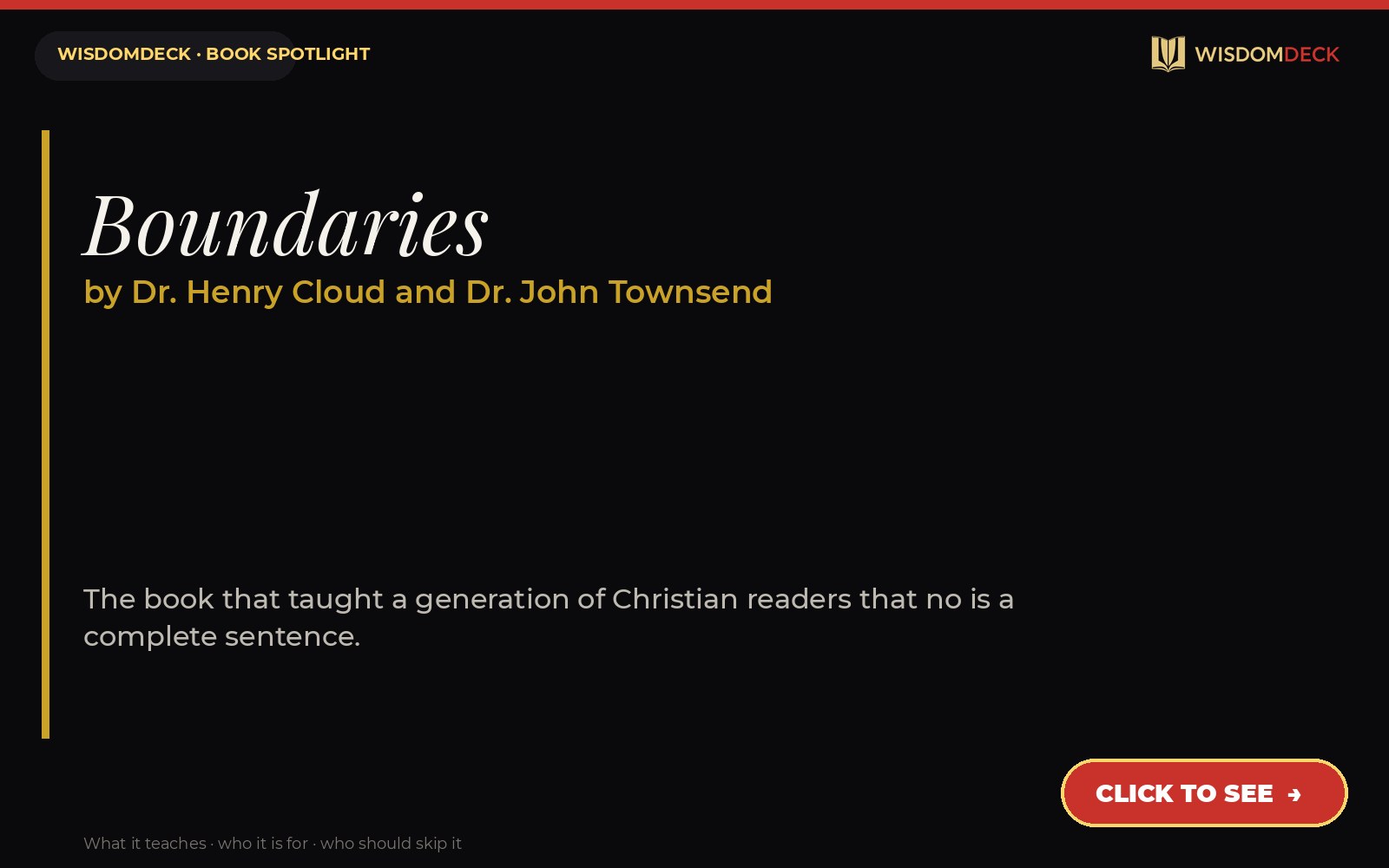 Boundaries by Dr. Henry Cloud and Dr. John Townsend — WisdomDeck review