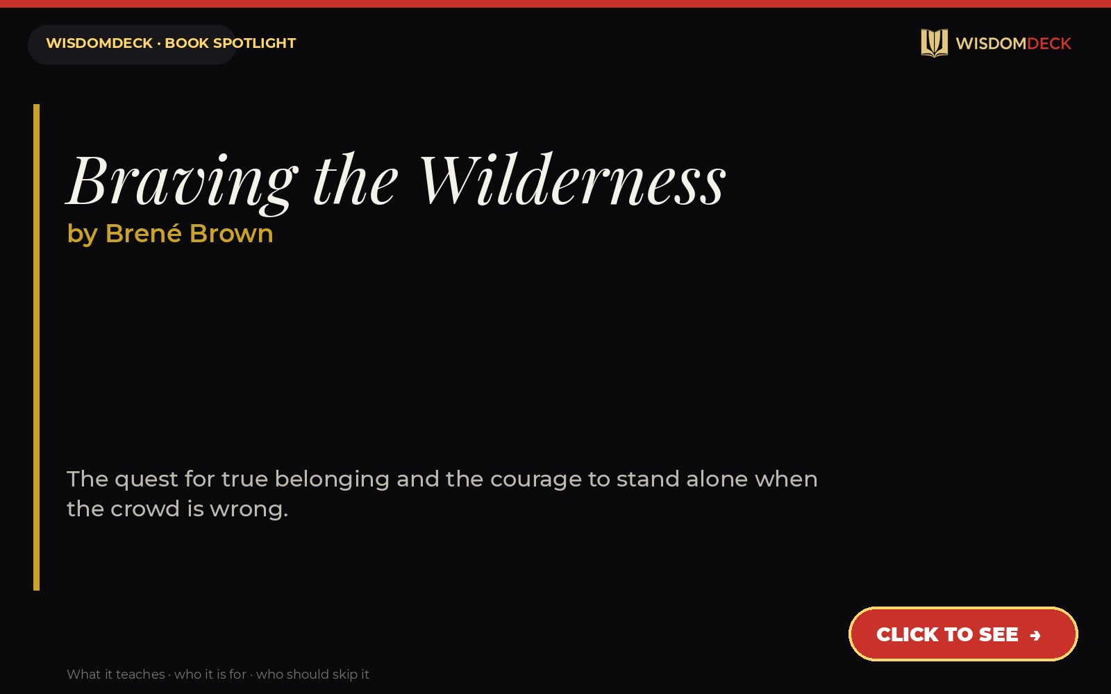 Braving the Wilderness by Brené Brown — WisdomDeck review