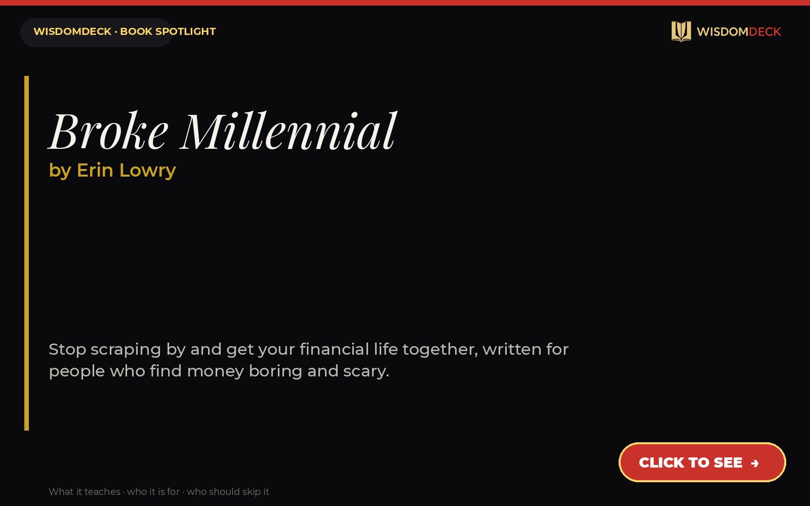 Broke Millennial by Erin Lowry — WisdomDeck review