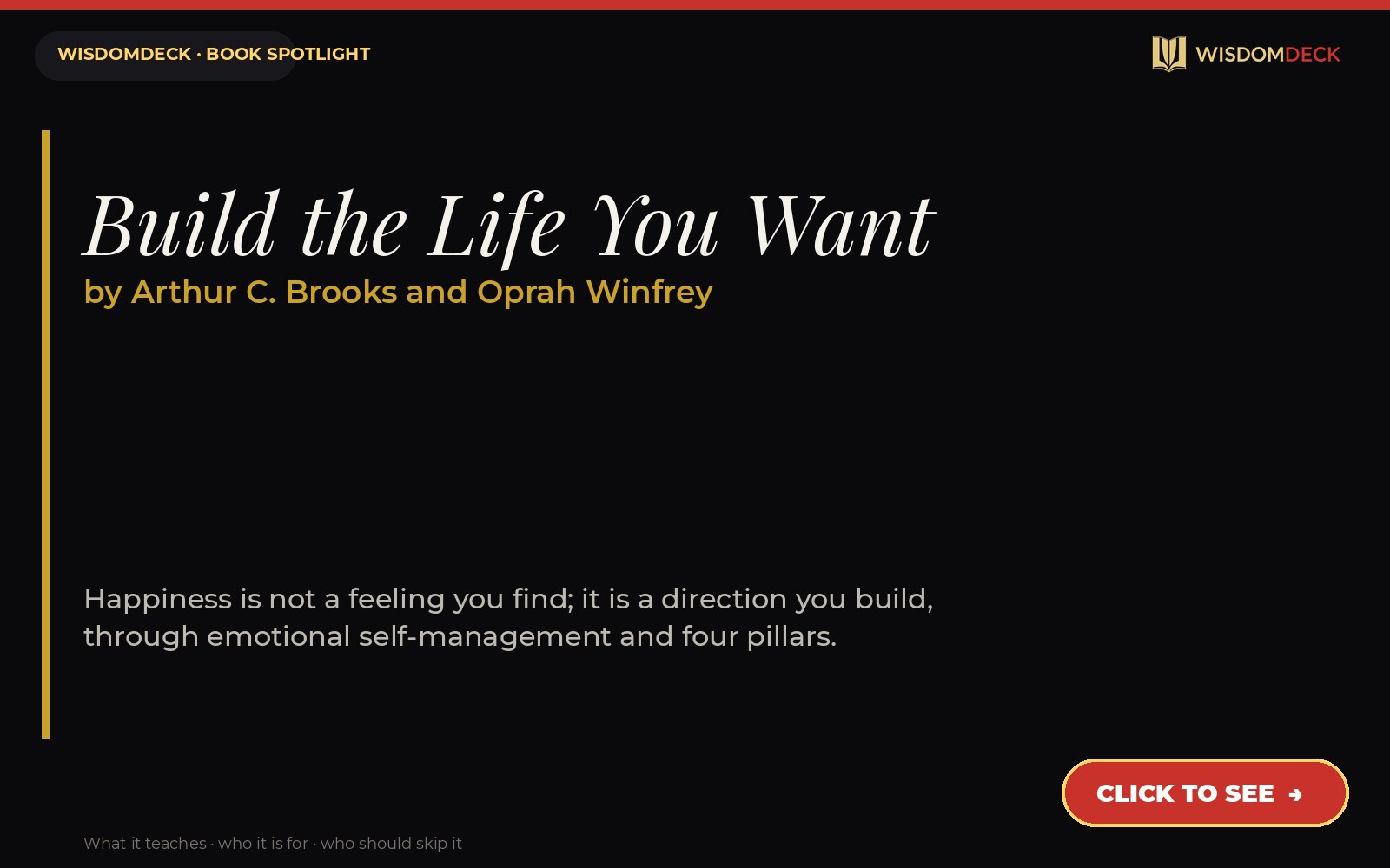 Build the Life You Want by Arthur C. Brooks and Oprah Winfrey — WisdomDeck review