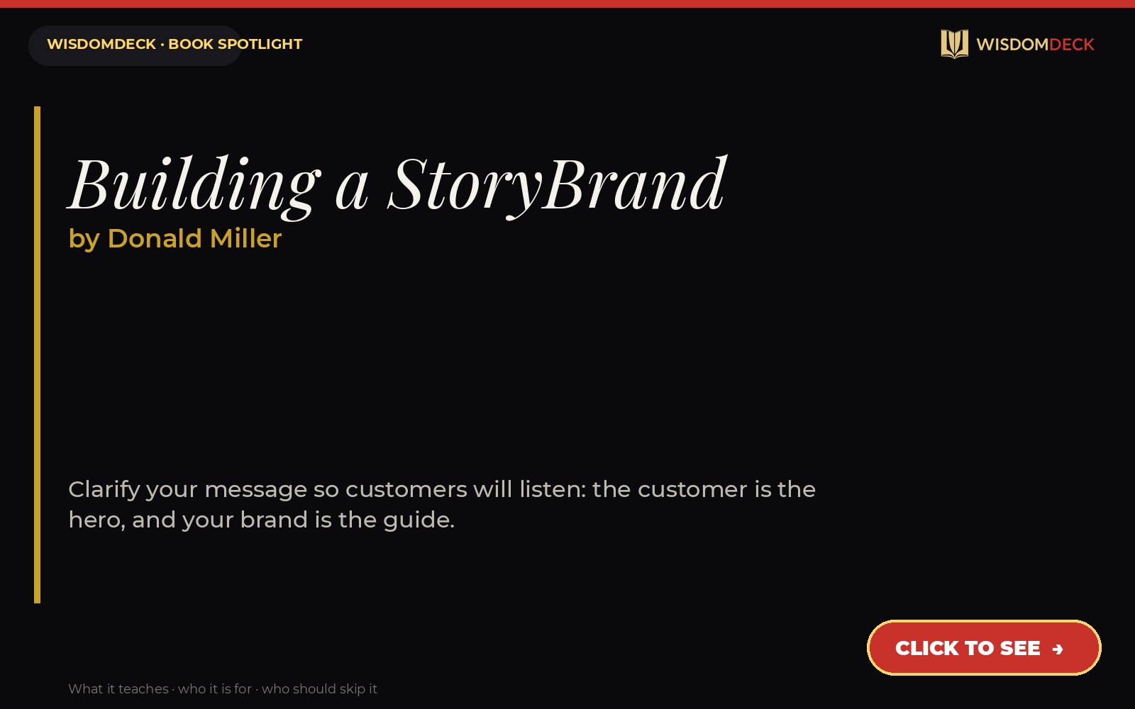 Building a StoryBrand by Donald Miller — WisdomDeck book spotlight card