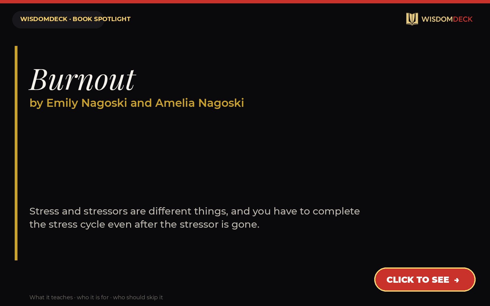 Burnout by Emily Nagoski and Amelia Nagoski — WisdomDeck review