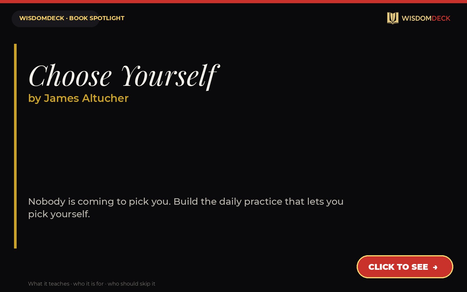 Choose Yourself by James Altucher — WisdomDeck review