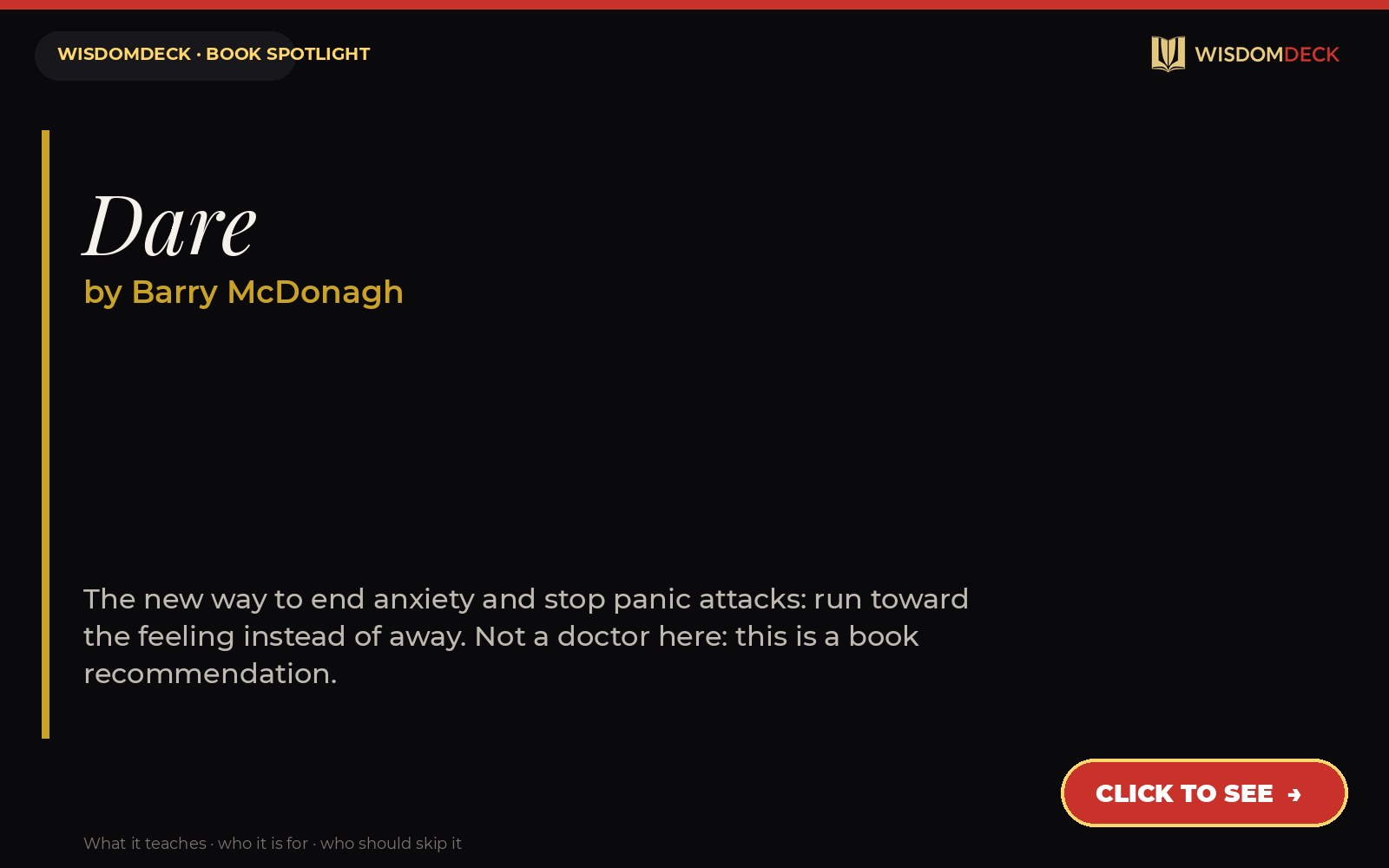 Dare by Barry McDonagh — WisdomDeck book spotlight card