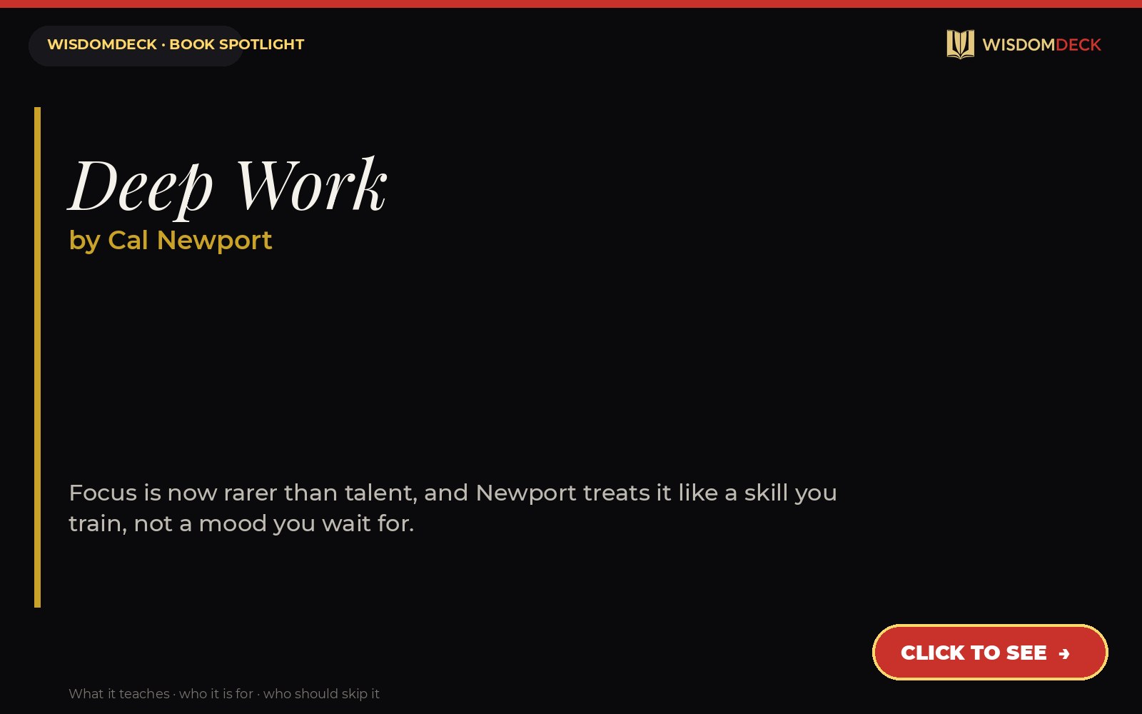 Deep Work by Cal Newport — WisdomDeck review