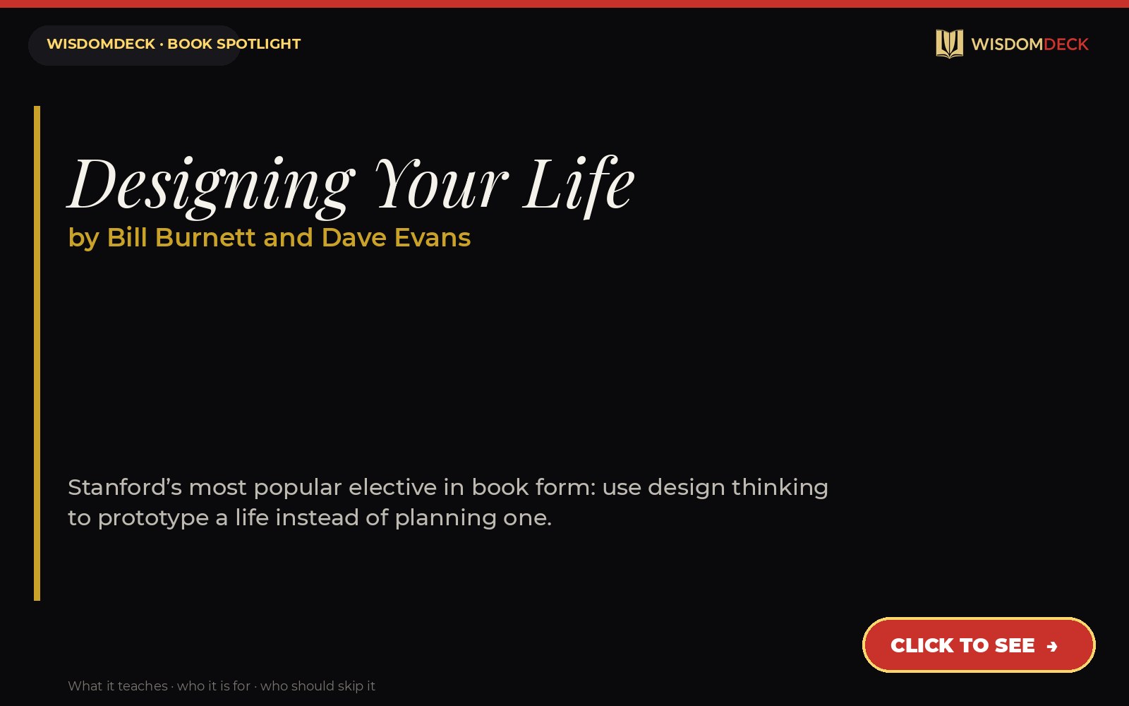 Designing Your Life by Bill Burnett and Dave Evans — WisdomDeck review