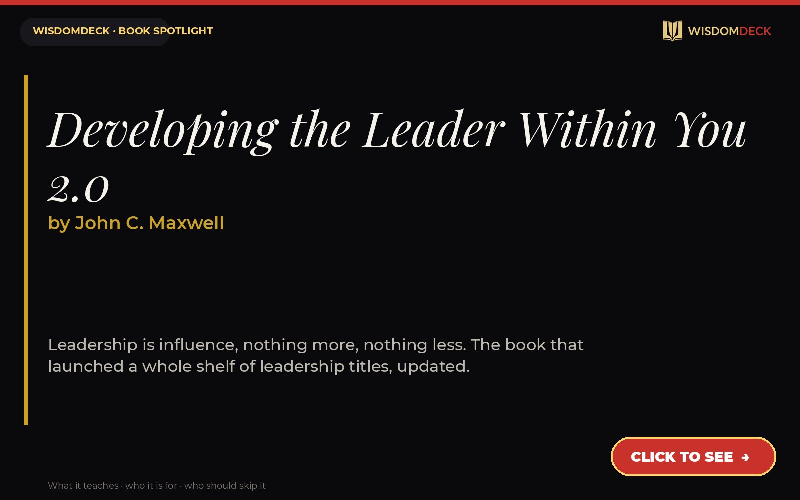 Developing the Leader Within You 2.0 by John C. Maxwell — WisdomDeck review