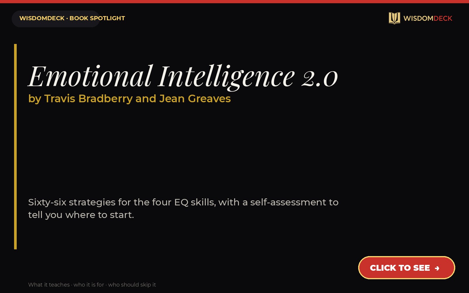 Emotional Intelligence 2.0 by Travis Bradberry and Jean Greaves — WisdomDeck review