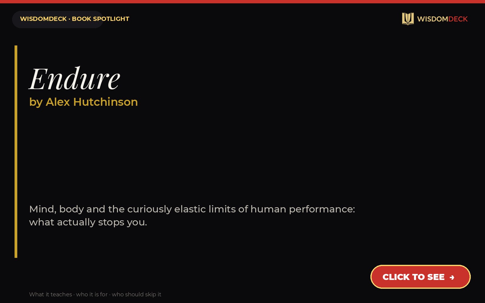 Endure by Alex Hutchinson — WisdomDeck book spotlight card