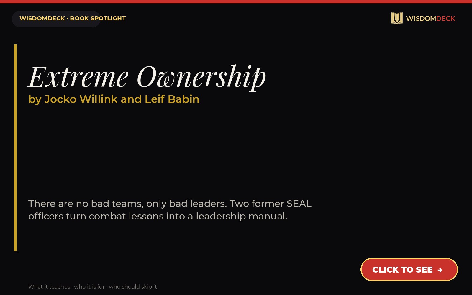 Extreme Ownership by Jocko Willink and Leif Babin — WisdomDeck review