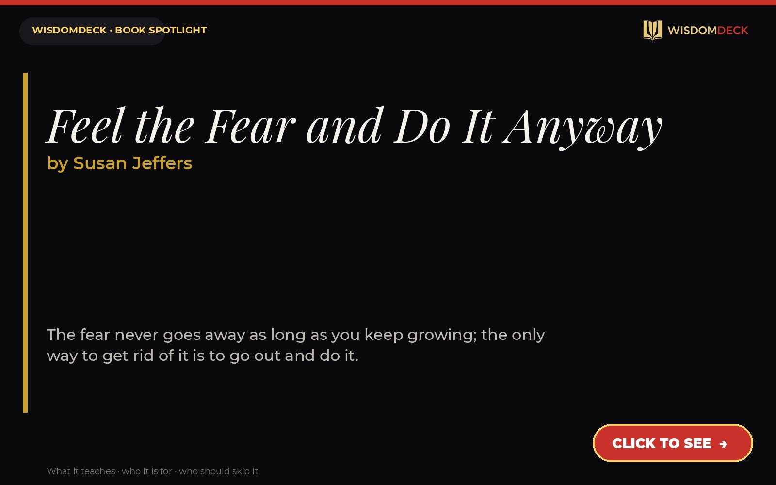 Feel the Fear and Do It Anyway by Susan Jeffers — WisdomDeck review