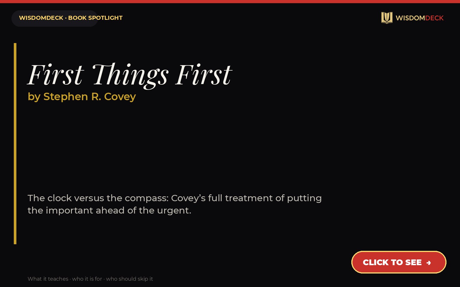 First Things First by Stephen R. Covey — WisdomDeck review