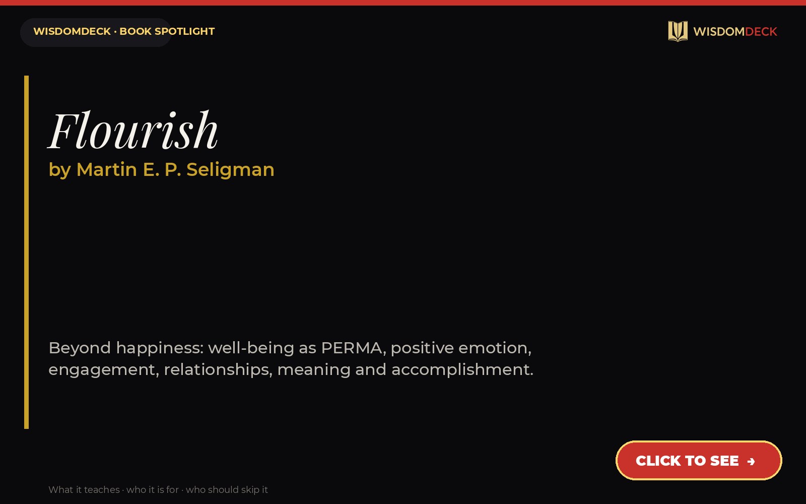 Flourish by Martin E. P. Seligman — WisdomDeck review