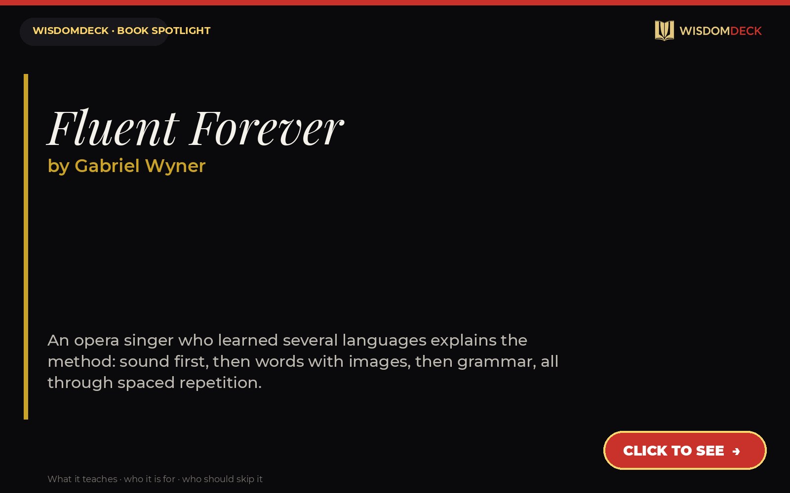 Fluent Forever by Gabriel Wyner — WisdomDeck review