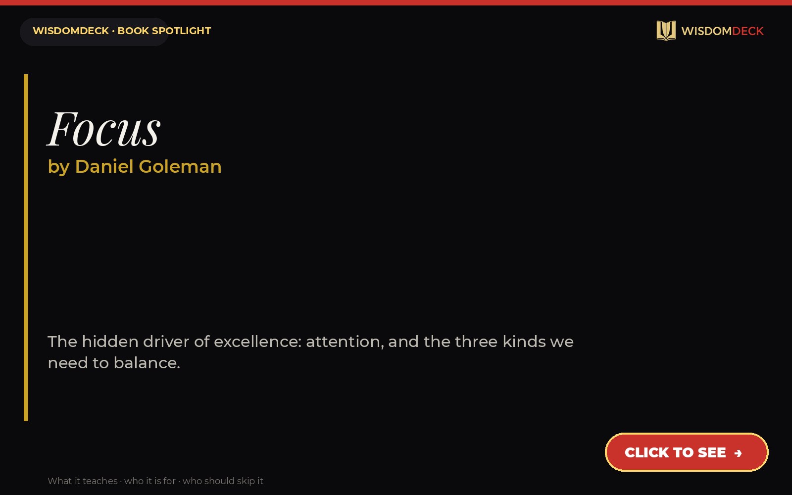 Focus by Daniel Goleman — WisdomDeck honest review