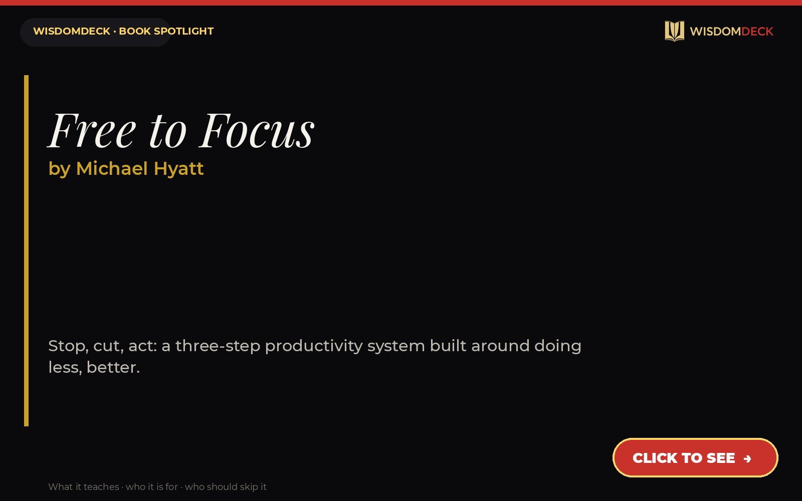Free to Focus by Michael Hyatt — WisdomDeck review