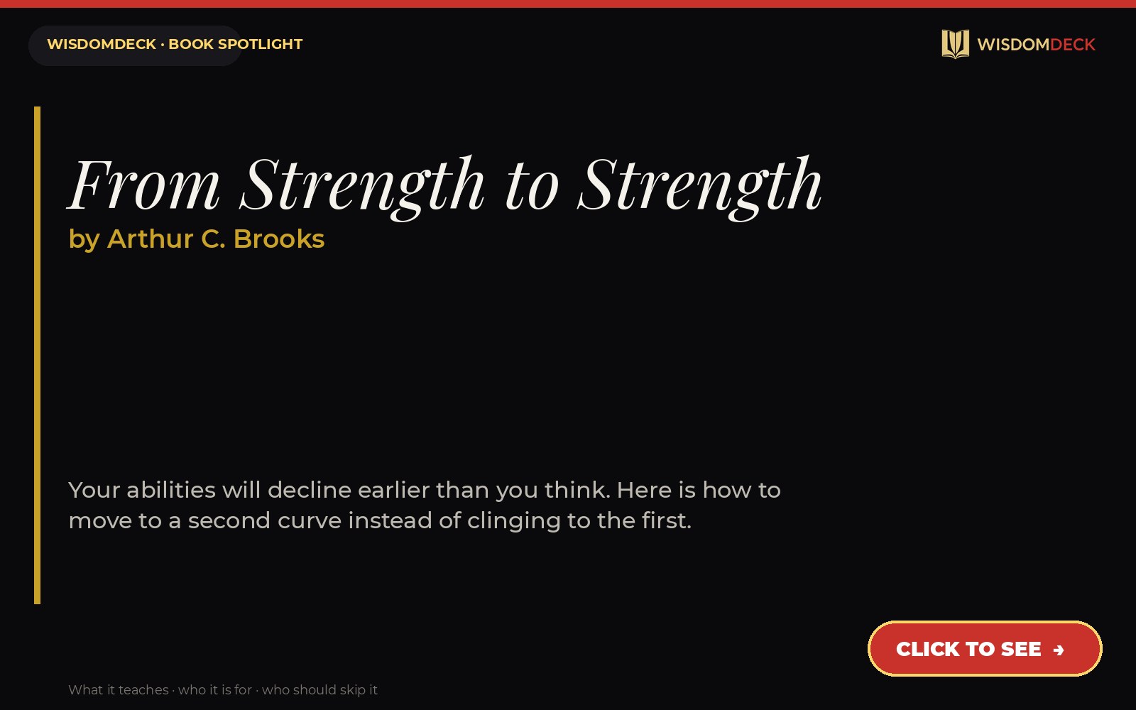 From Strength to Strength by Arthur C. Brooks — WisdomDeck review