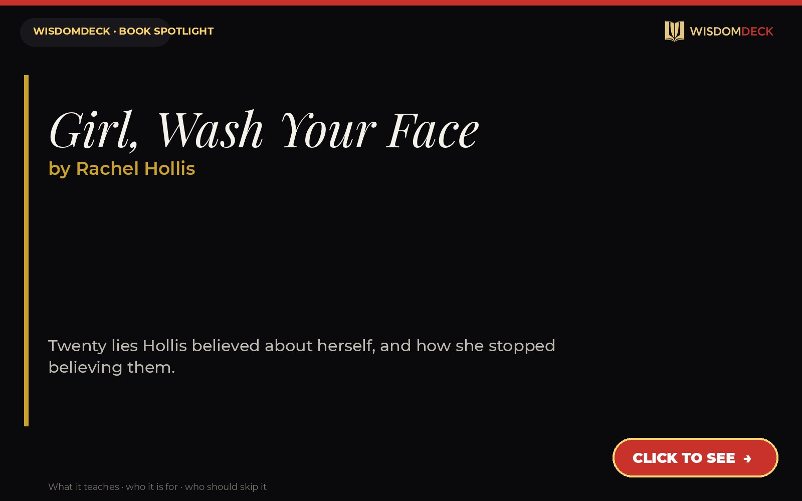 Girl, Wash Your Face by Rachel Hollis — WisdomDeck review