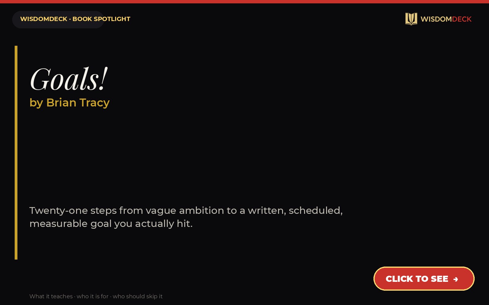 Goals! by Brian Tracy — WisdomDeck review
