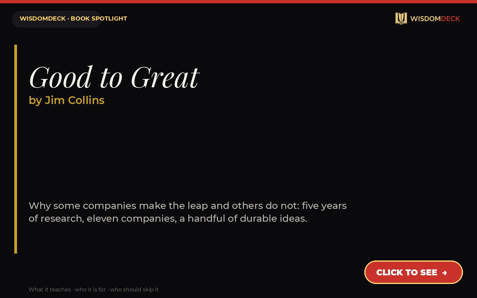 Good to Great by Jim Collins — WisdomDeck review