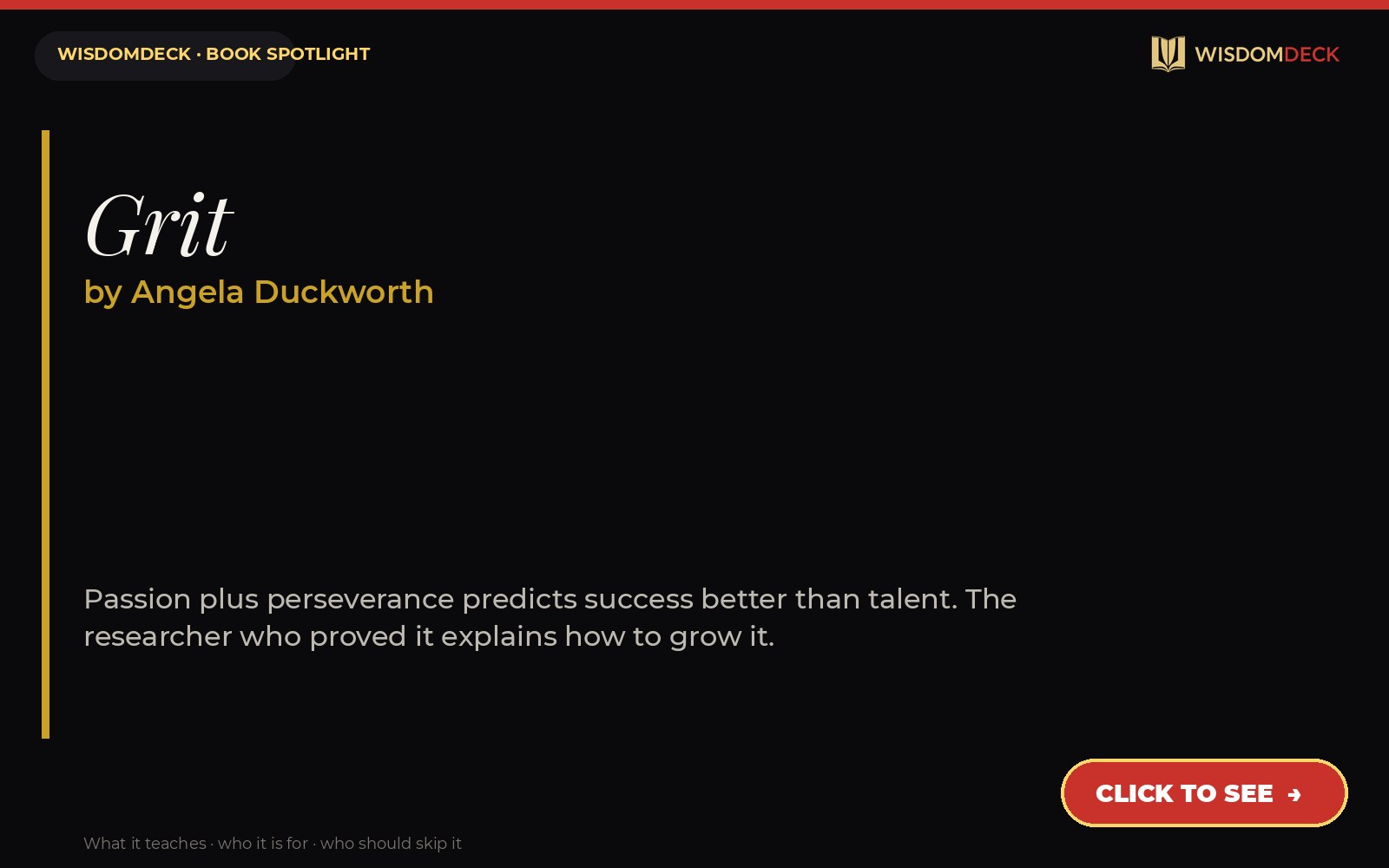 Grit by Angela Duckworth — WisdomDeck review