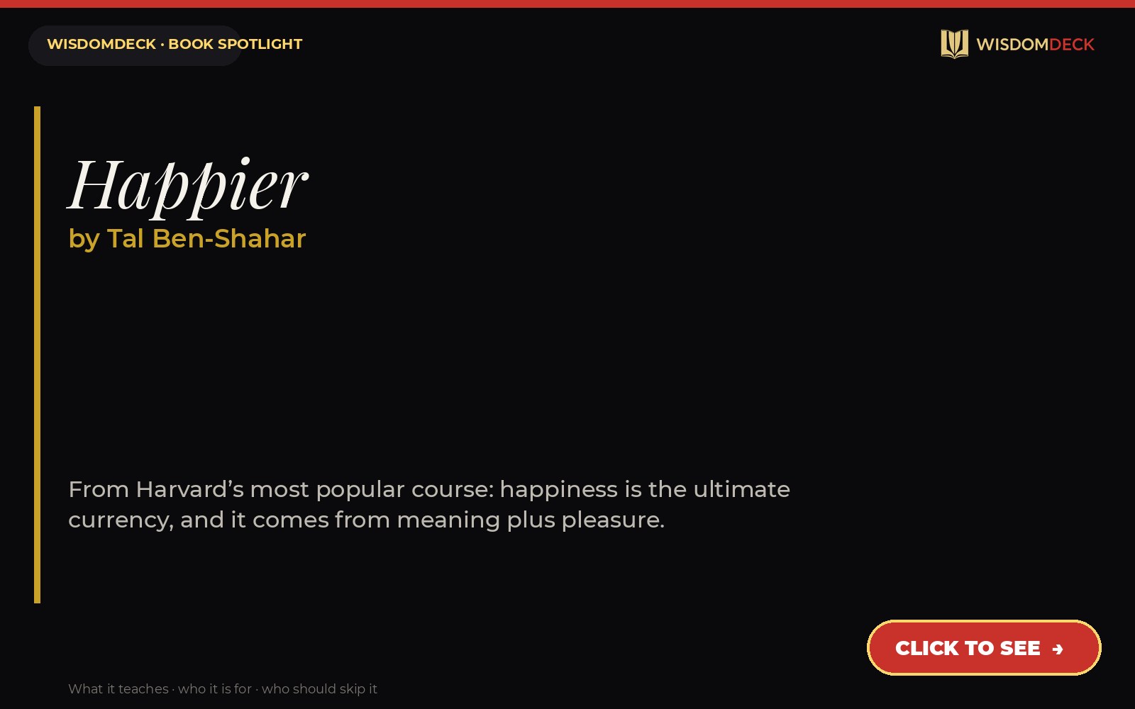 Happier by Tal Ben-Shahar — WisdomDeck honest review
