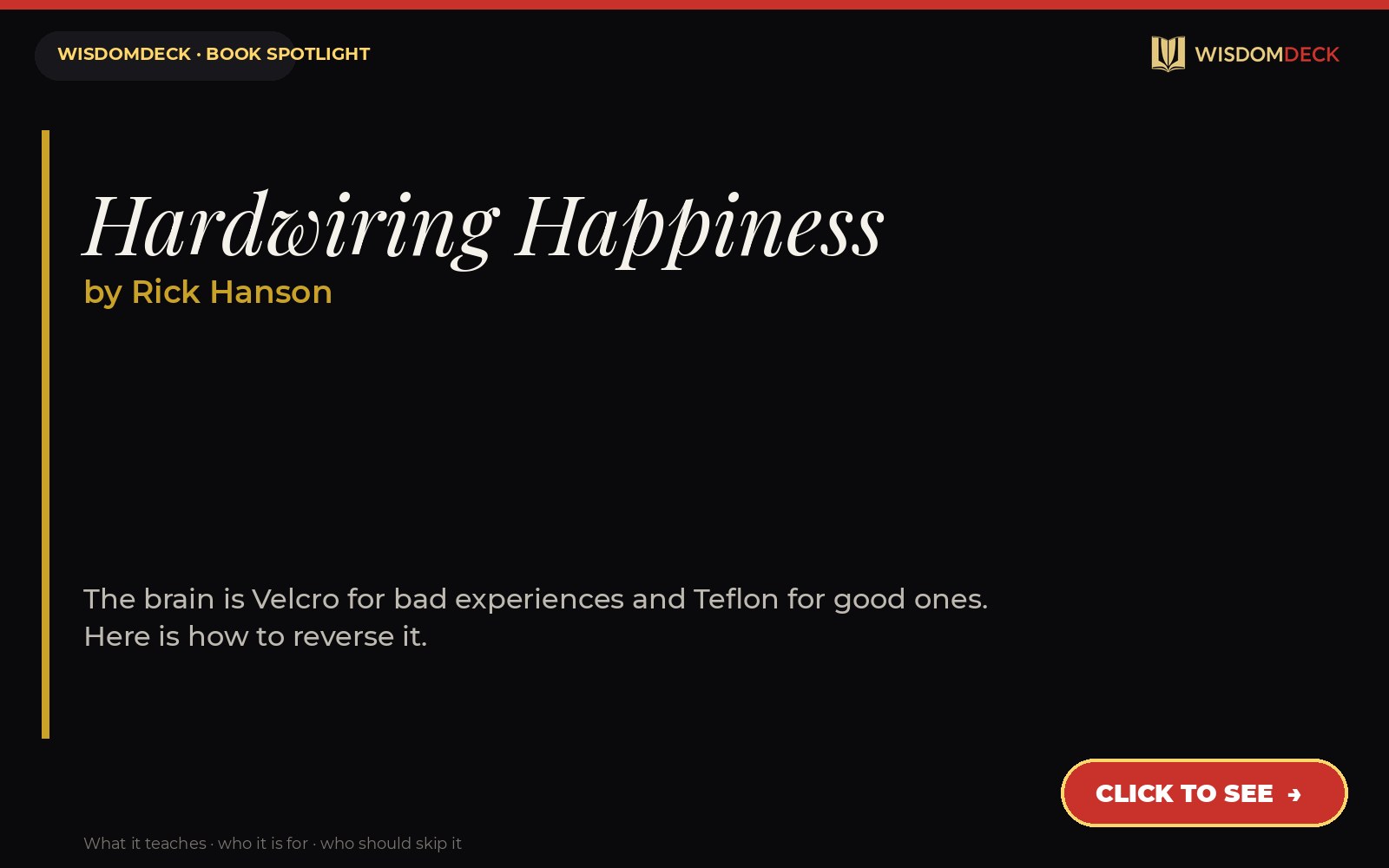 Hardwiring Happiness by Rick Hanson — WisdomDeck review