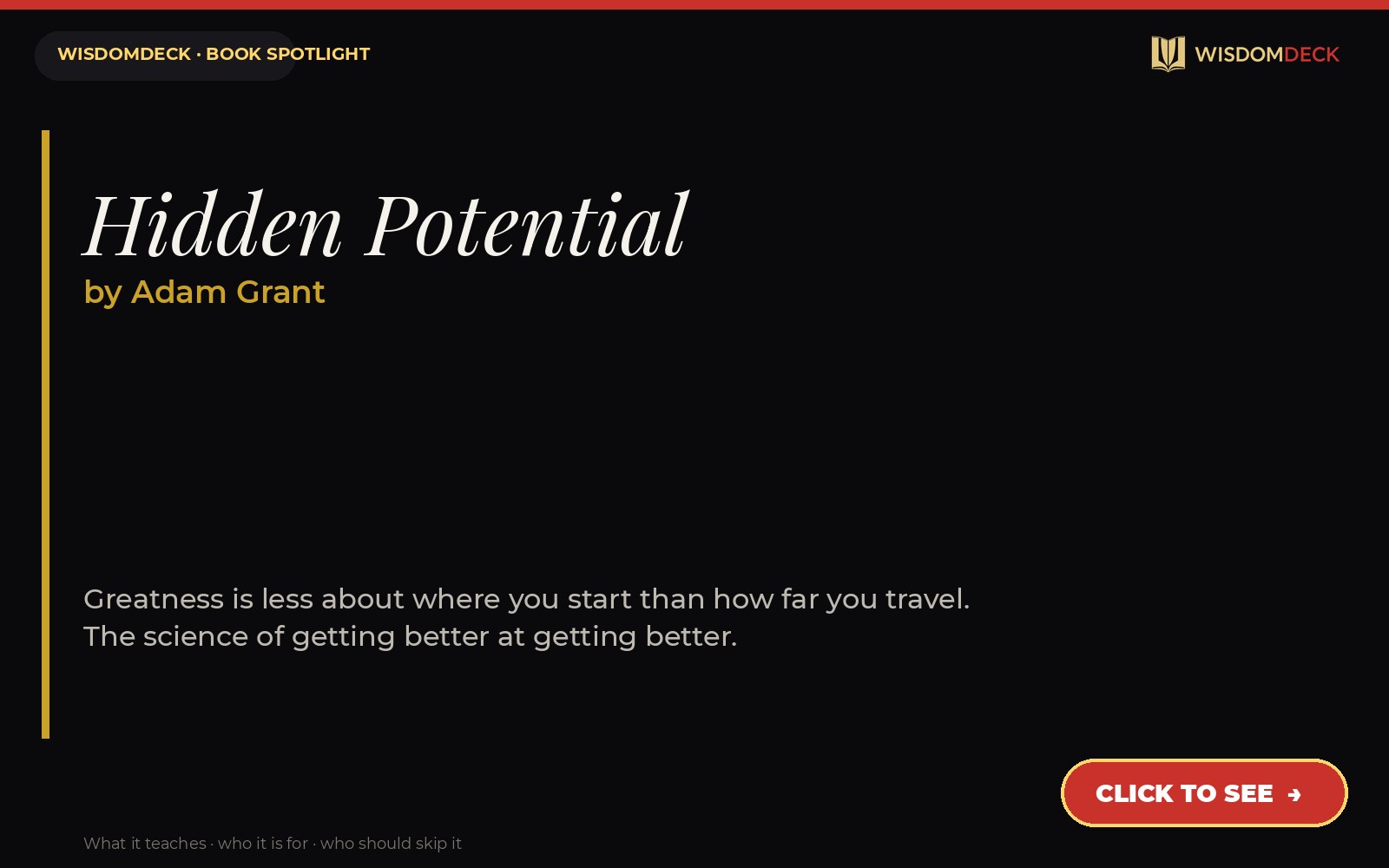 Hidden Potential by Adam Grant — WisdomDeck review