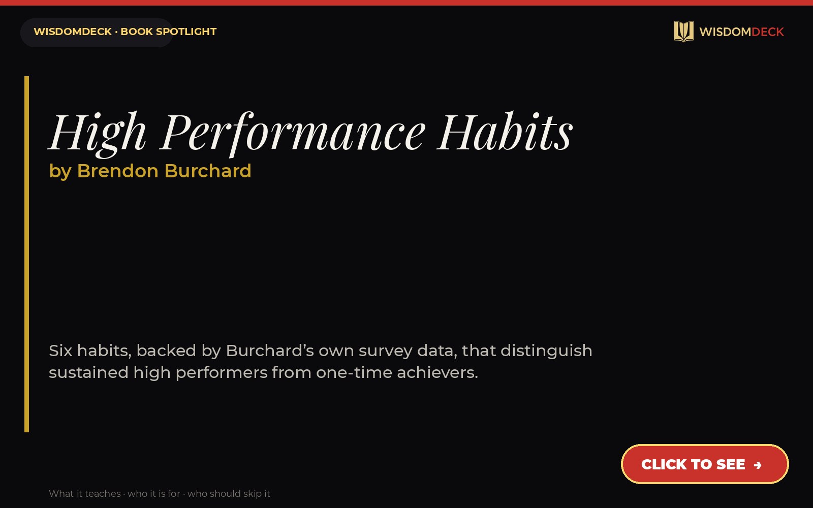 High Performance Habits by Brendon Burchard — WisdomDeck review